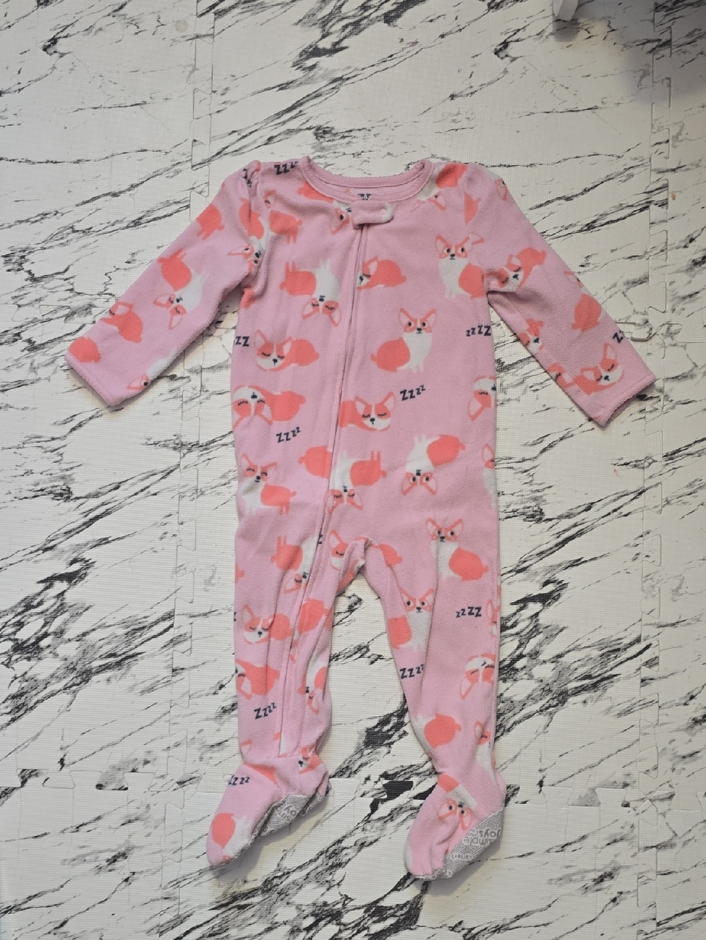 Cozy Pink Fox Print Footed Pajamas for Babies